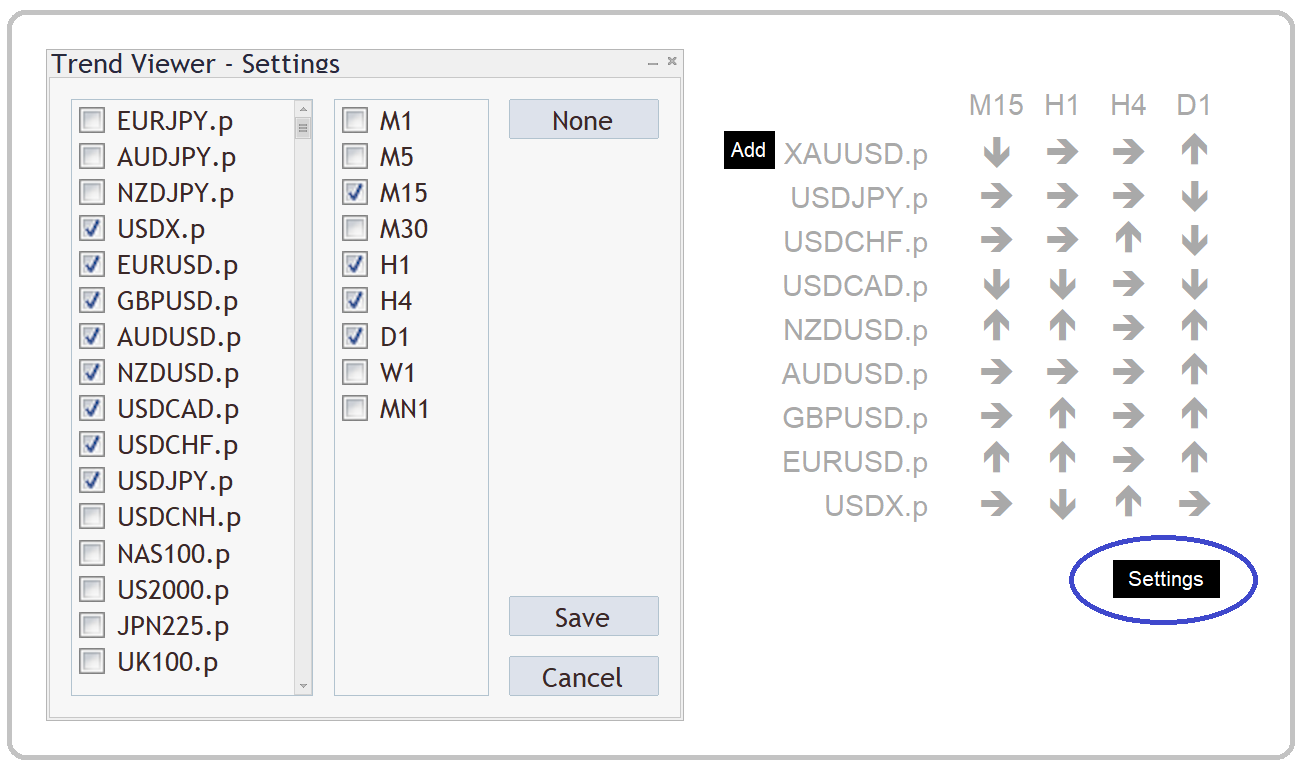 Trend Viewer Pro settings